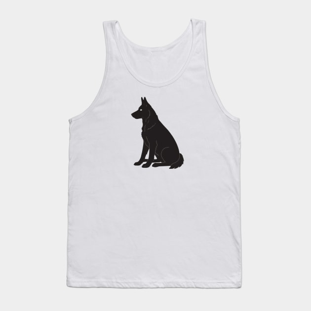 Black Silhouette Of German Shepherd Tank Top by Perspektiva